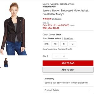 Material girl Moto jacket medium